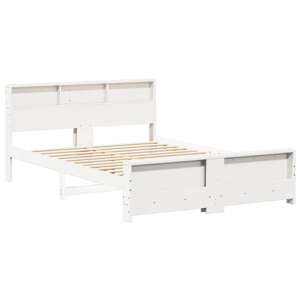 Sengestel Med Hovedgærde Hvid 150 X 200 Cm Massivt Fyrretræ - Billede 2