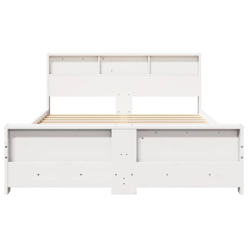 Sengestel Med Hovedgærde Hvid 150 X 200 Cm Massivt Fyrretræ - Billede 5