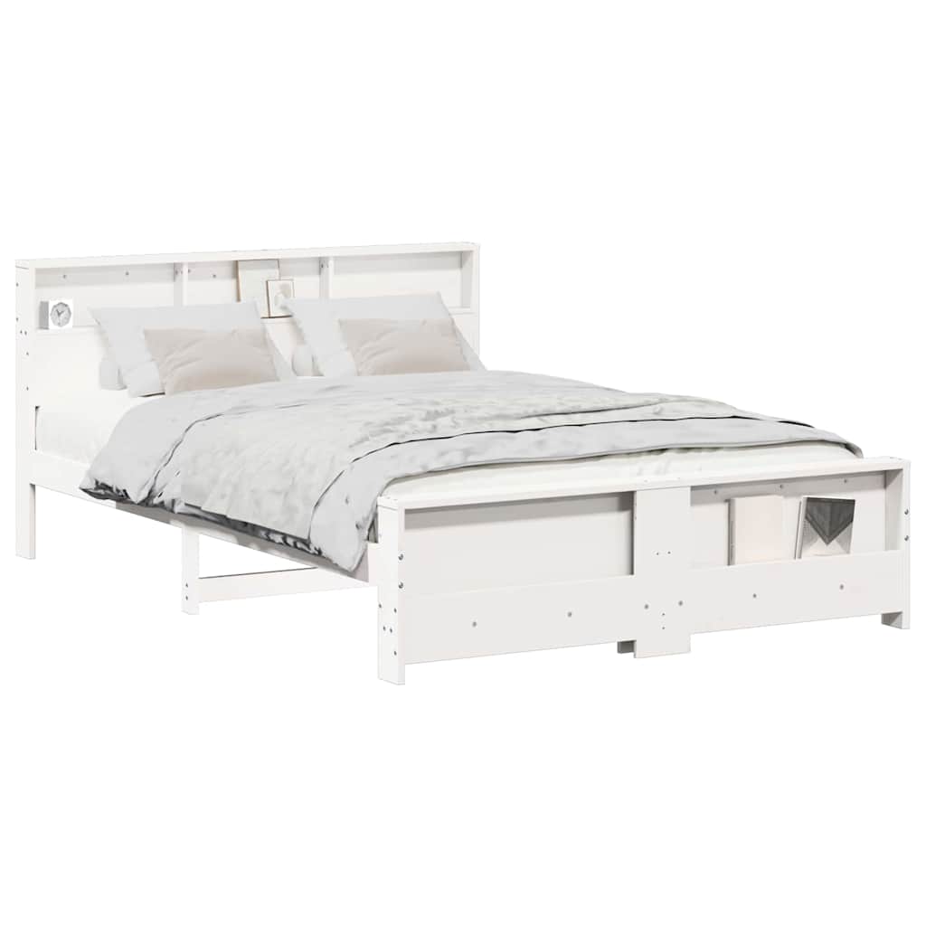 Sengestel Med Hovedgærde Hvid 150 X 200 Cm Massivt Fyrretræ - Billede 3