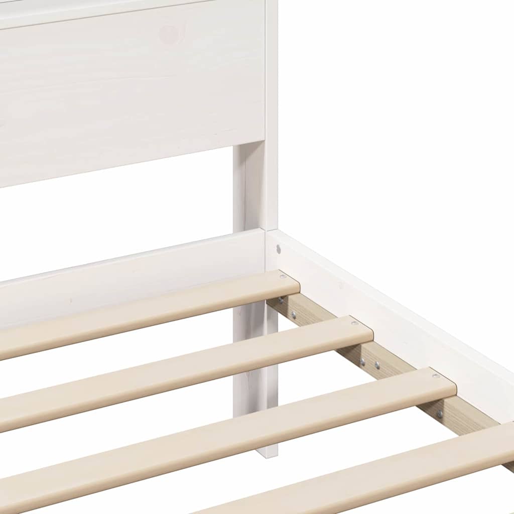 Sengestel Med Hovedgærde Hvid 140 X 200 Cm Massivt Fyrretræ - Billede 8