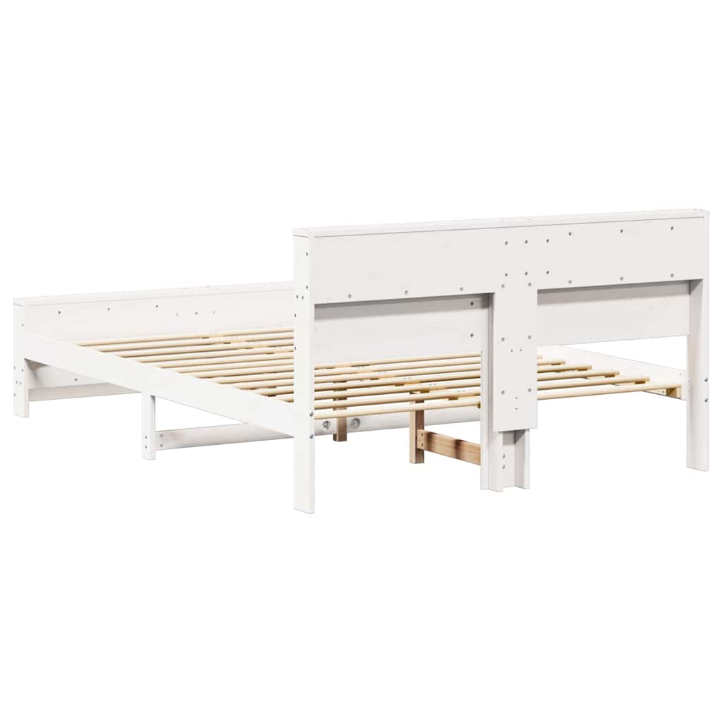 Sengestel Med Hovedgærde Hvid 140 X 200 Cm Massivt Fyrretræ - Billede 7