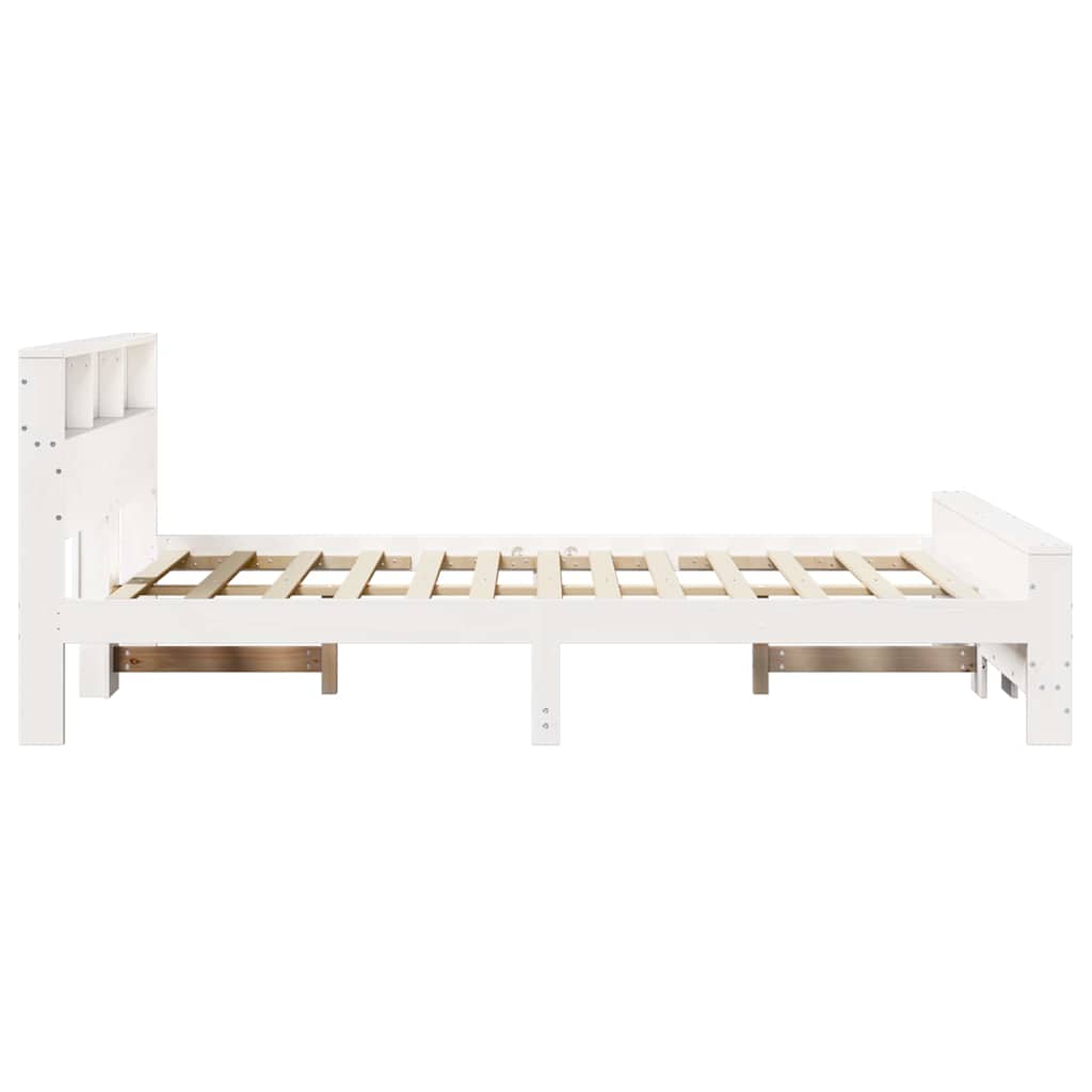 Sengestel Med Hovedgærde Hvid 140 X 200 Cm Massivt Fyrretræ - Billede 6