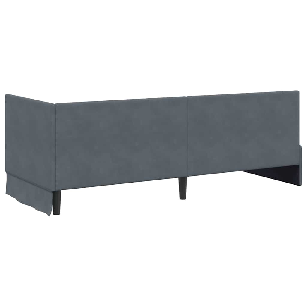 Hjørnesengramme Med Madras Mørkegrå 80 X 200 Cm Fløjl - Billede 9