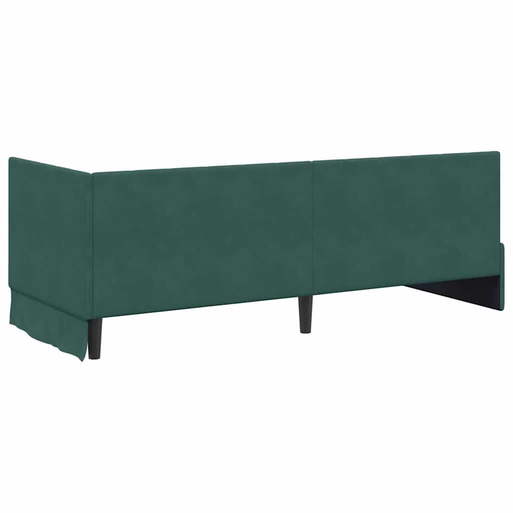 Hjørnesengramme Med Madras Mørkegrøn 80 X 200 Cm Fløjl - Billede 9