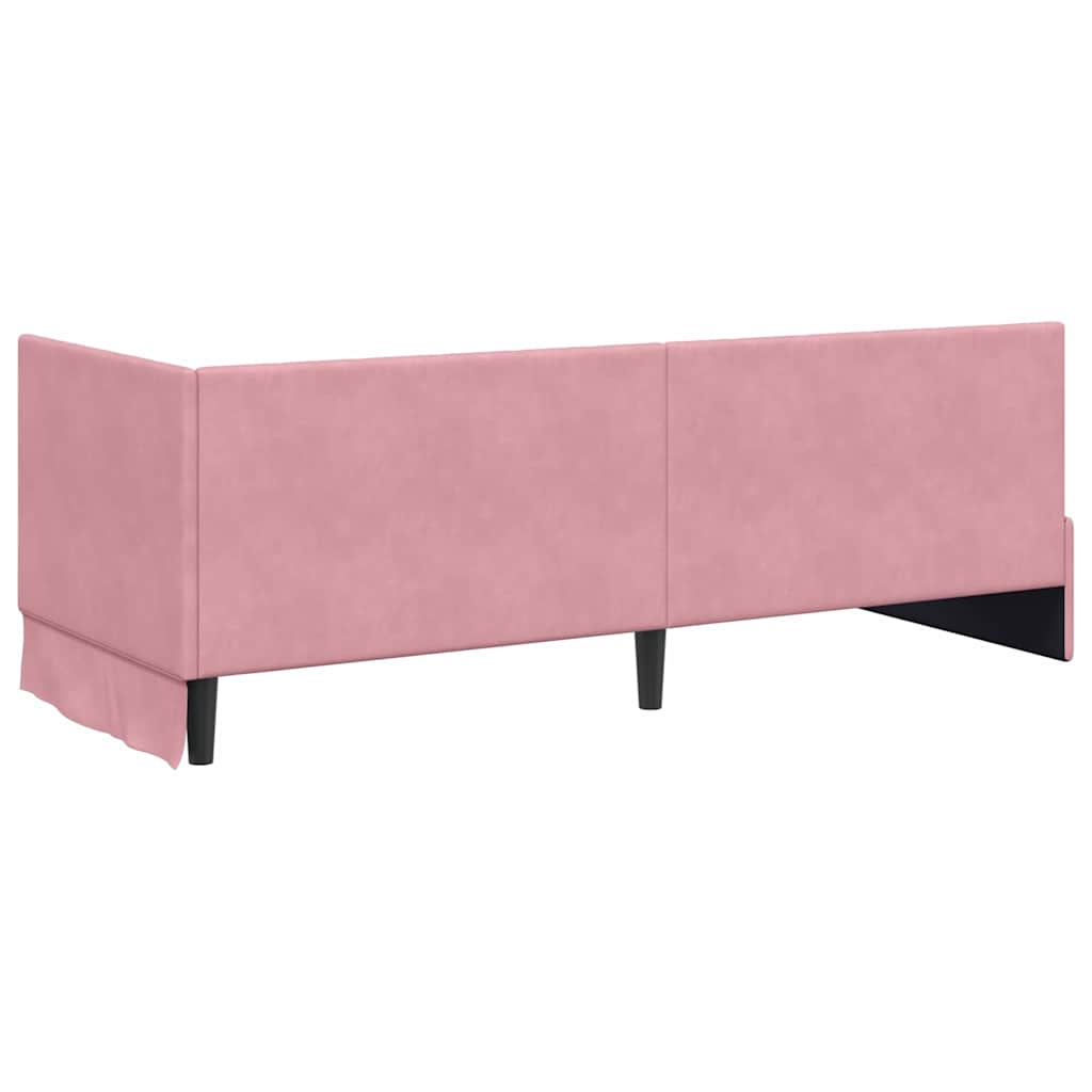 Hjørnesengramme Med Madras Lyserød 80 X 200 Cm Fløjl - Billede 9