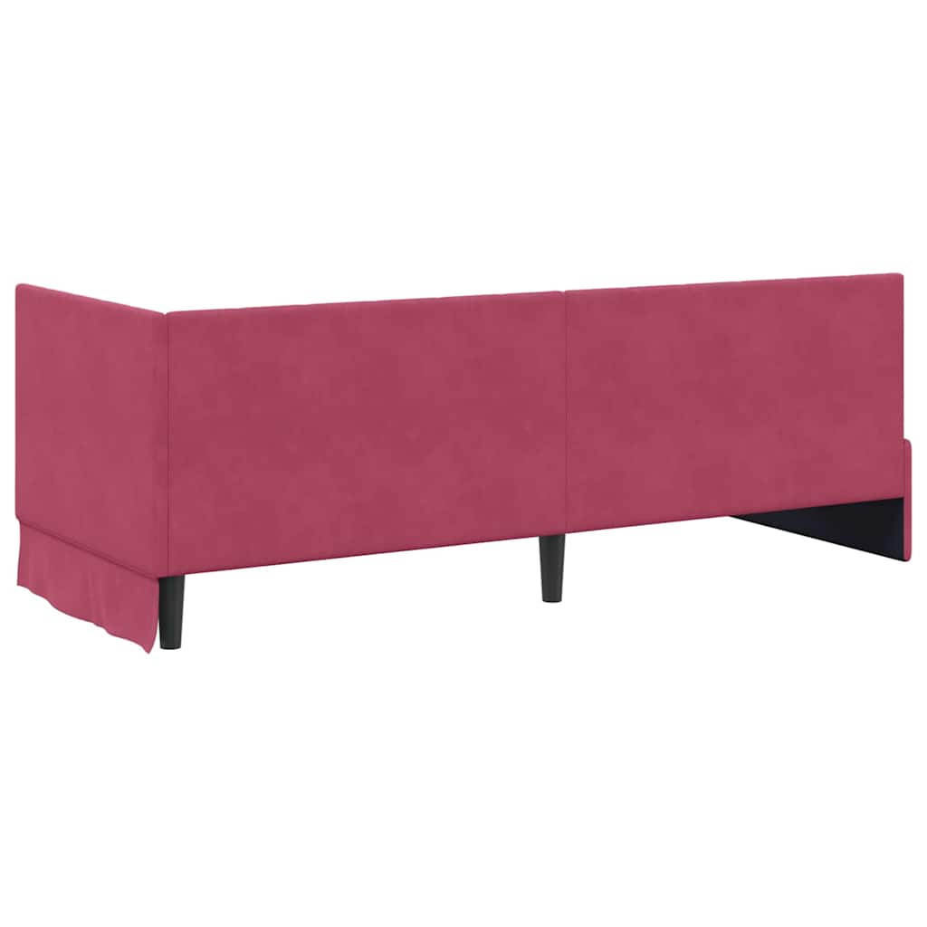 Hjørnesengramme Med Madras Vinrød 80 X 200 Cm Fløjl - Billede 9