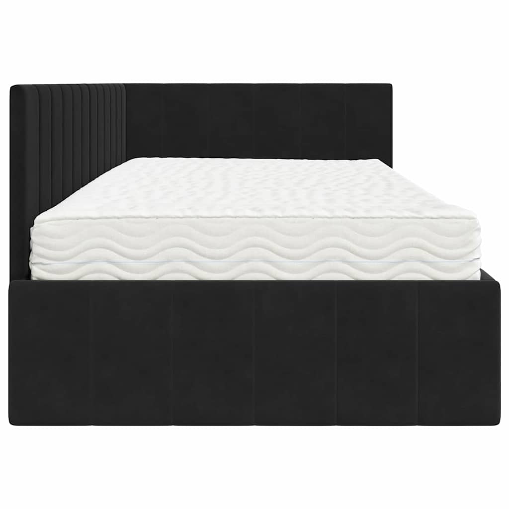 Hjørnesengramme Med Madras Sort 90 X 190 Cm Fløjl - Billede 8