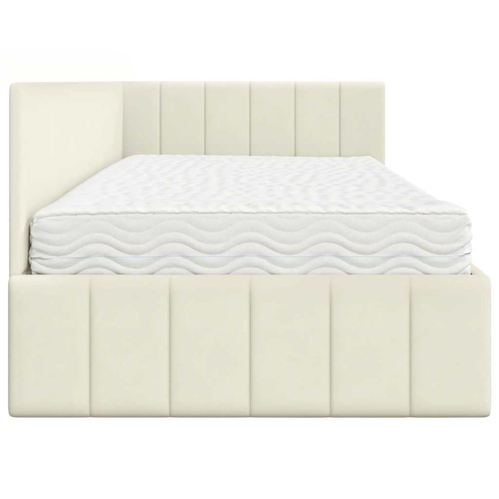 Hjørnesengramme Med Madras Creme 90 X 190 Cm Fløjl - Billede 8