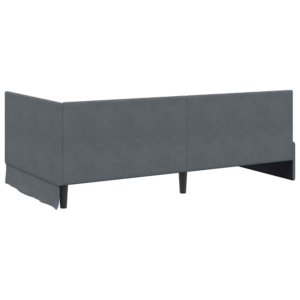 Hjørnesengramme Med Madras Mørkegrå 90 X 200 Cm Fløjl - Billede 9
