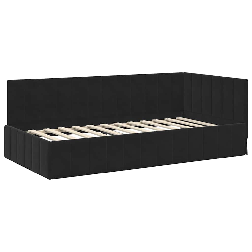 Hjørnesengramme Med Madras Sort 90 X 200 Cm Fløjl - Billede 6