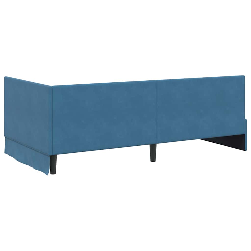 Hjørnesengramme Med Madras Blå 100 X 200 Cm Fløjl - Billede 9