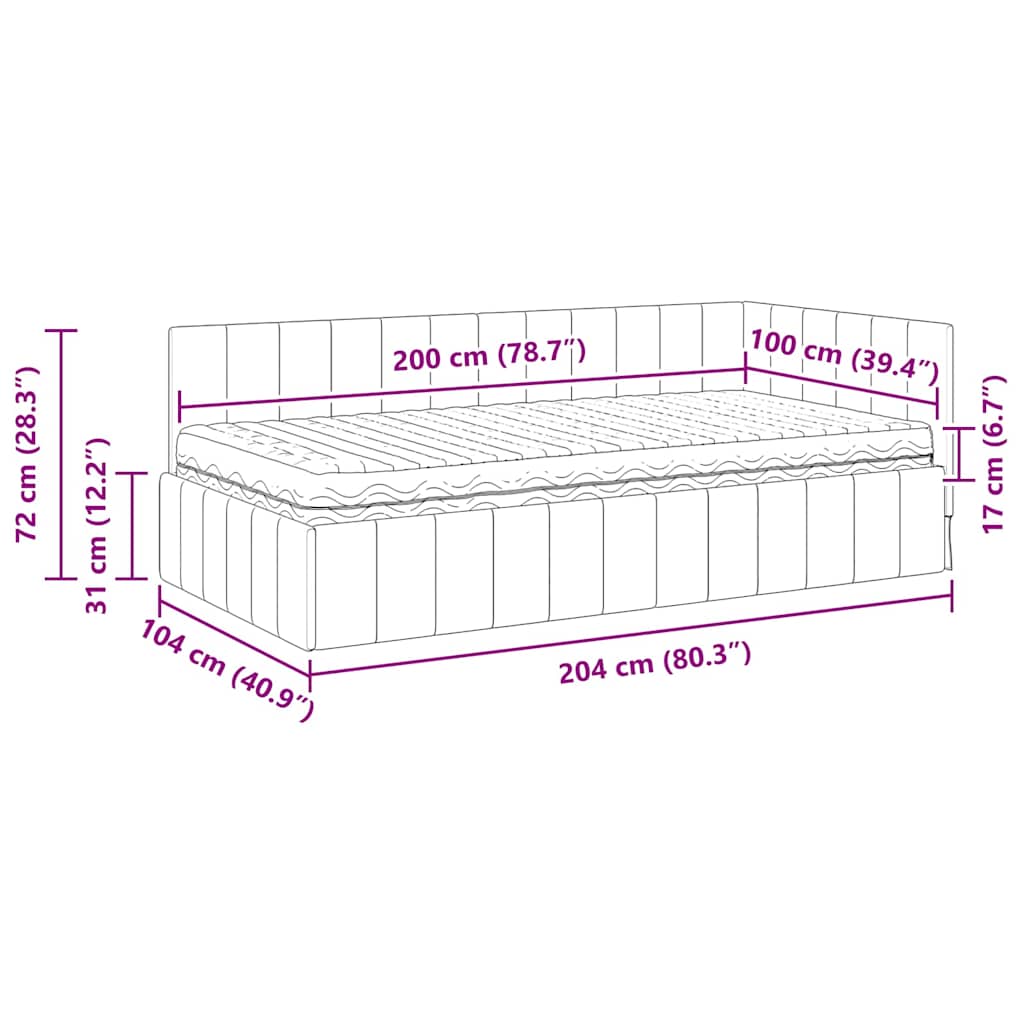 Hjørnesengramme Med Madras 2 Stk. Blå 100 X 200 Cm Fløjl - Billede 14