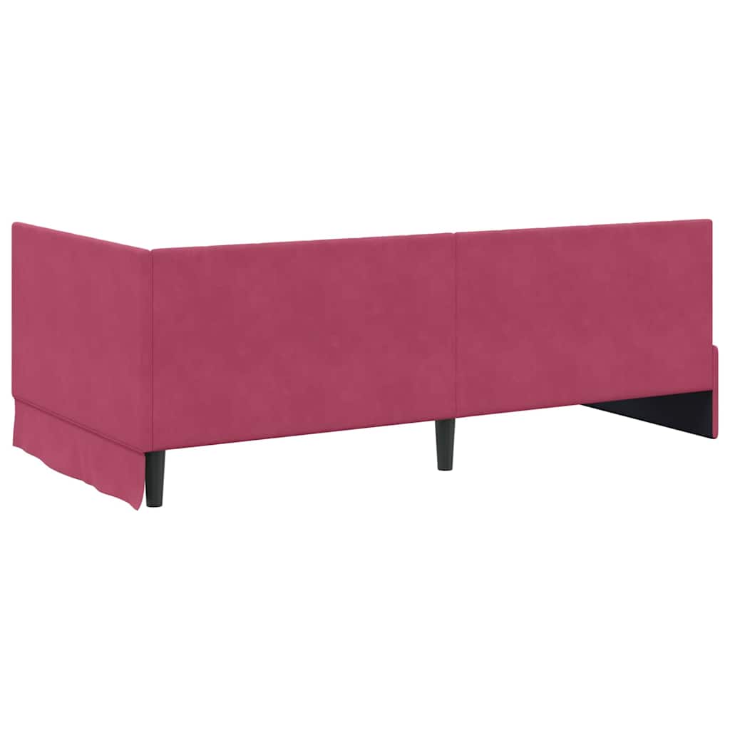 Hjørnesengramme Med Madras Vinrød 100 X 200 Cm Fløjl - Billede 9