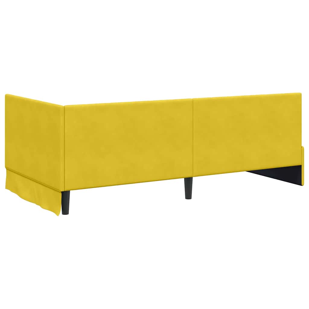 Hjørnesengramme Med Madras Gul 100 X 200 Cm Fløjl - Billede 9