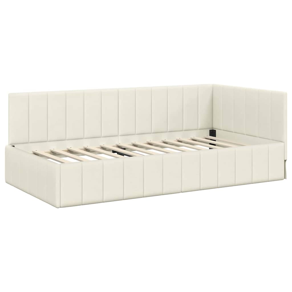 Hjørnesengramme Med Madras Creme 100 X 200 Cm Fløjl - Billede 6