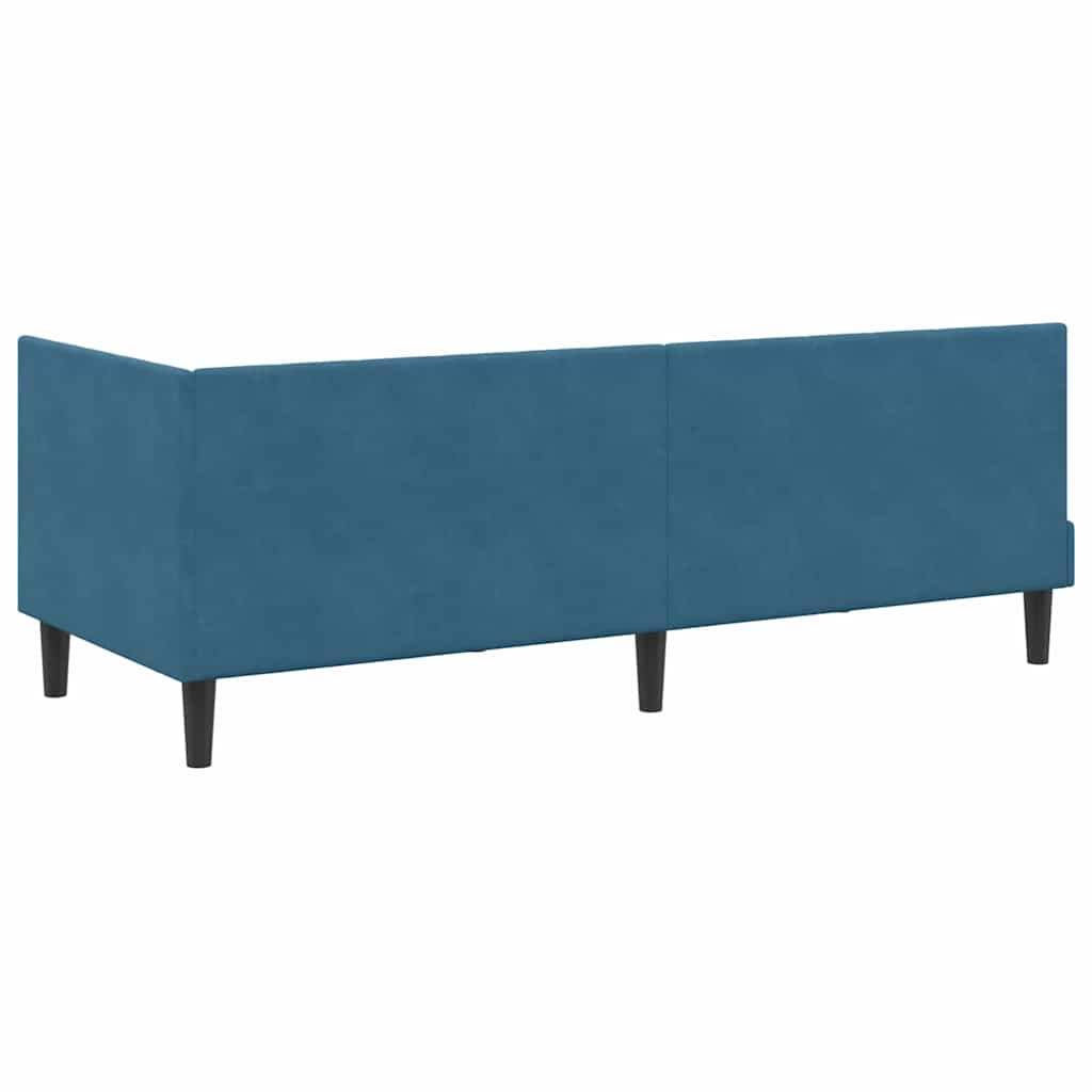 Hjørnesengramme Med Madras Med Hovedgærde Blå 80 X 200 Cm Fløjl - Billede 9
