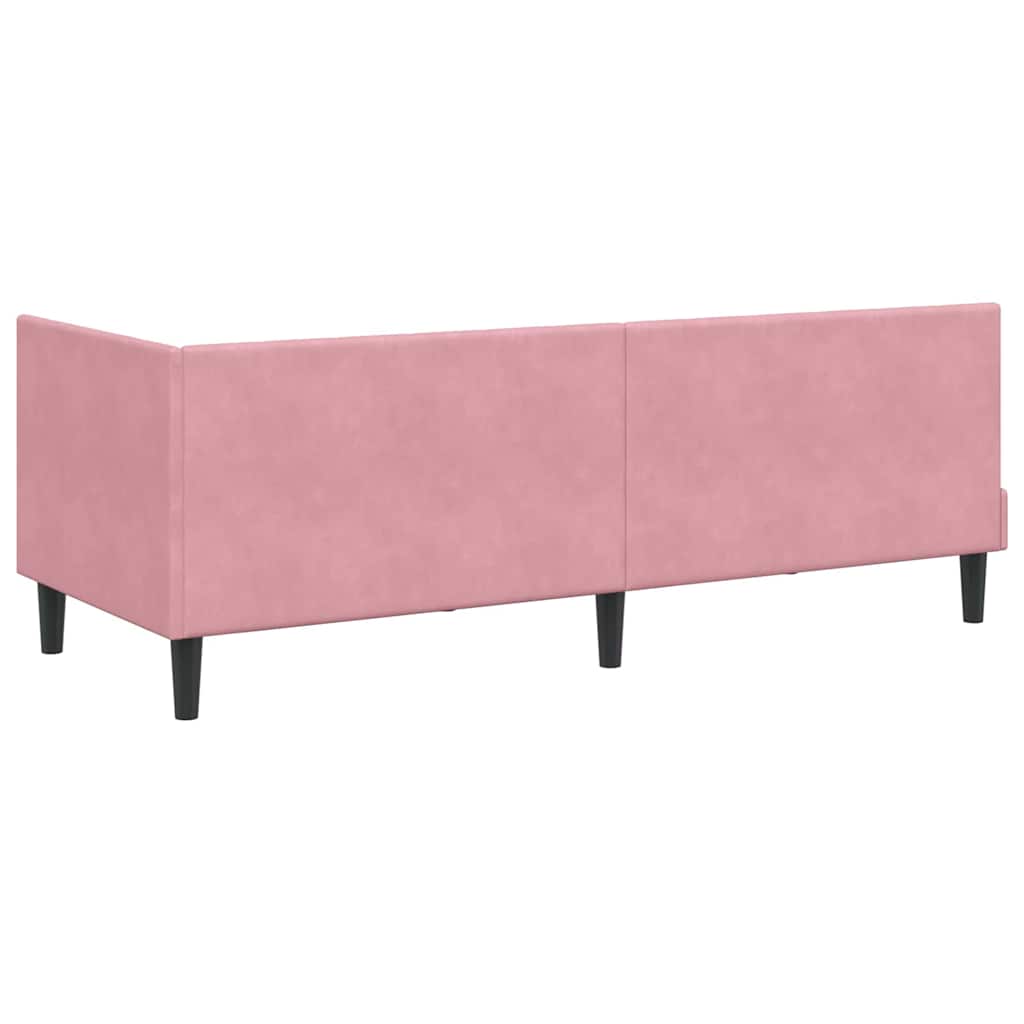 Hjørnesengramme Med Madras Lyserød 80 X 200 Cm Fløjl - Billede 9