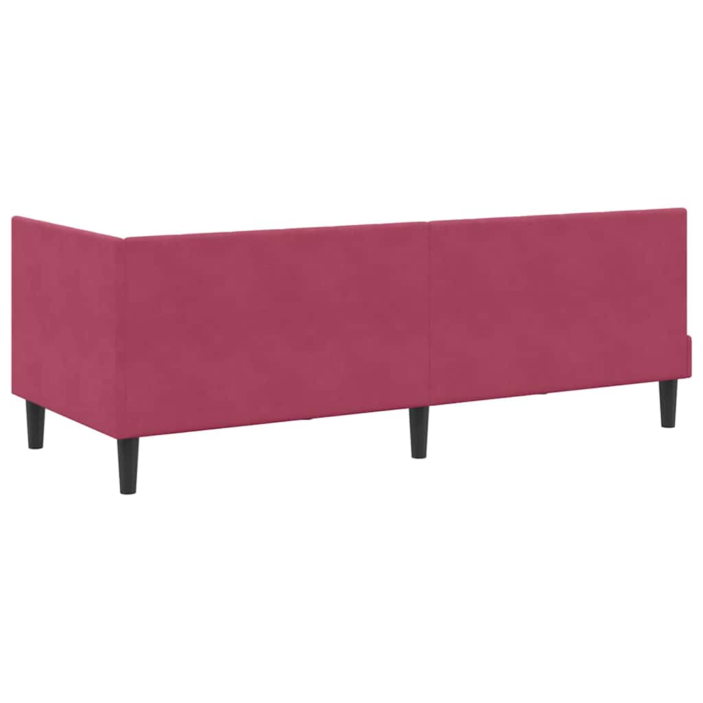 Hjørnesengramme Med Madras Vinrød 80 X 200 Cm Fløjl - Billede 9