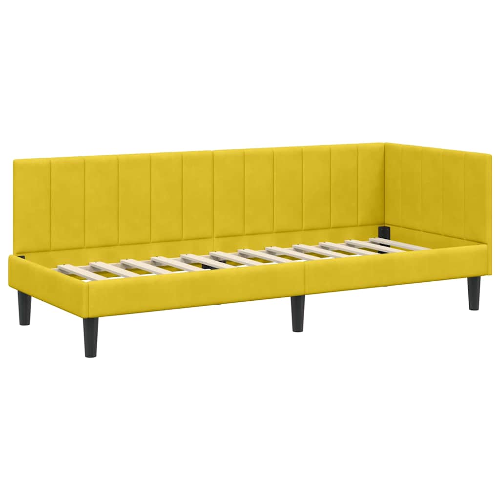 Hjørnesengramme Med Madras Med Hovedgærde Gul 80 X 200 Cm Fløjl - Billede 6
