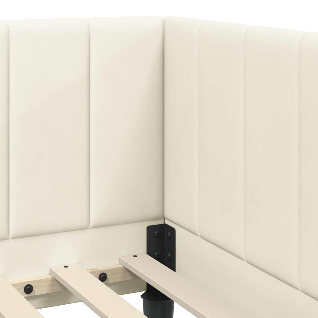 Hjørnesengramme Med Madras Creme 80 X 200 Cm Fløjl - Billede 10