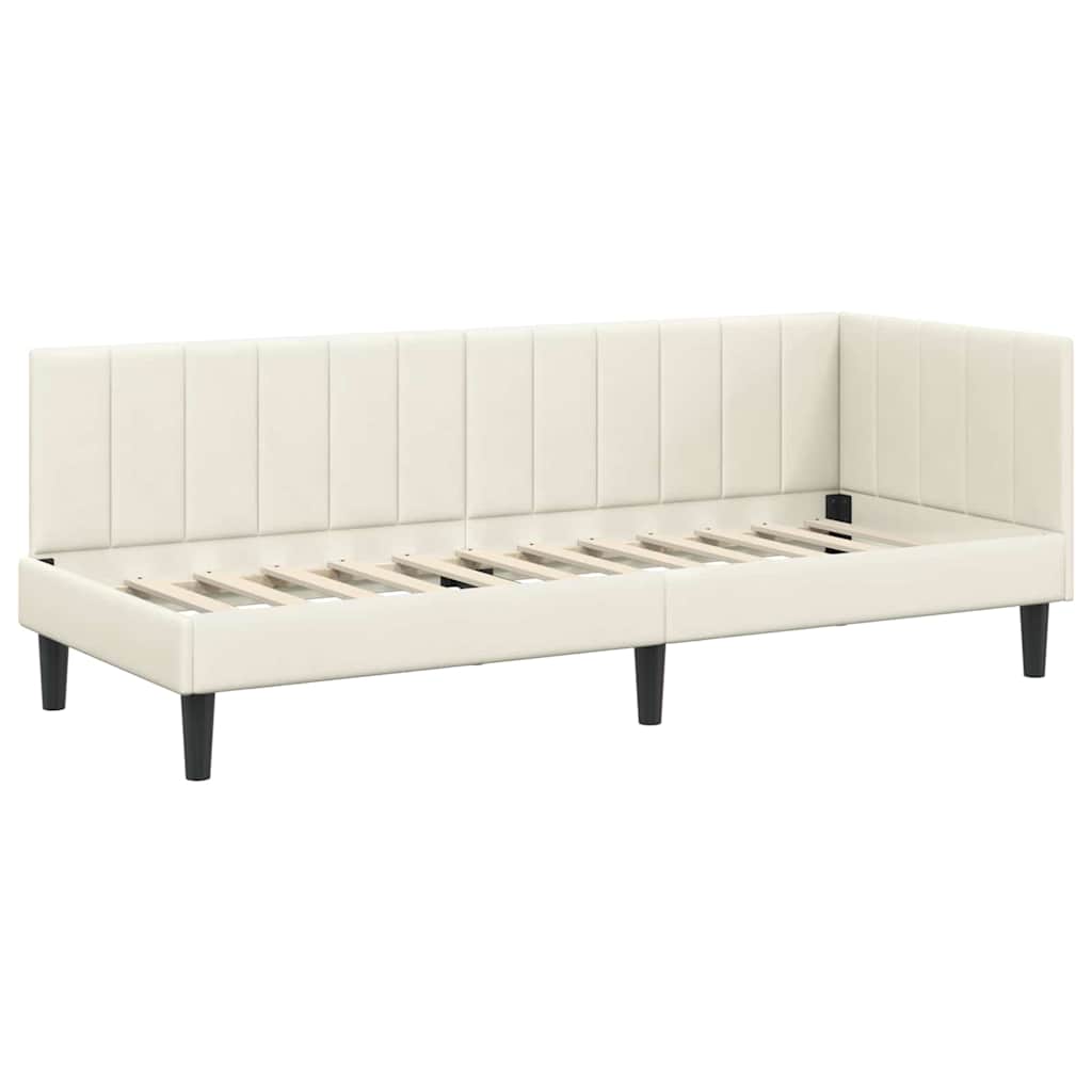 Hjørnesengramme Med Madras Creme 80 X 200 Cm Fløjl - Billede 6