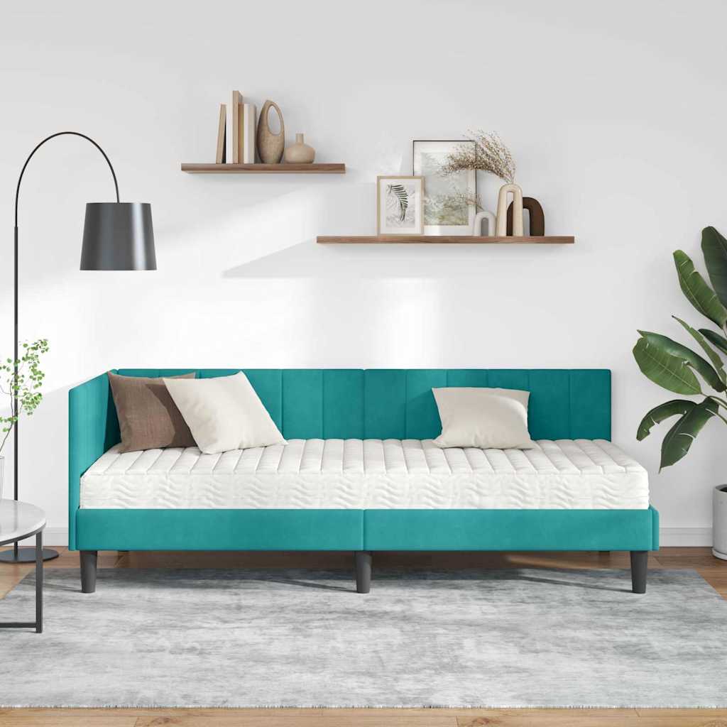Hjørnesengramme Med Madras Turkis 80 X 200 Cm Fløjl - Billede 4