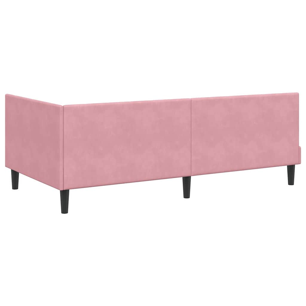 Hjørnesengramme Med Madras Lyserød 90 X 190 Cm Fløjl - Billede 9