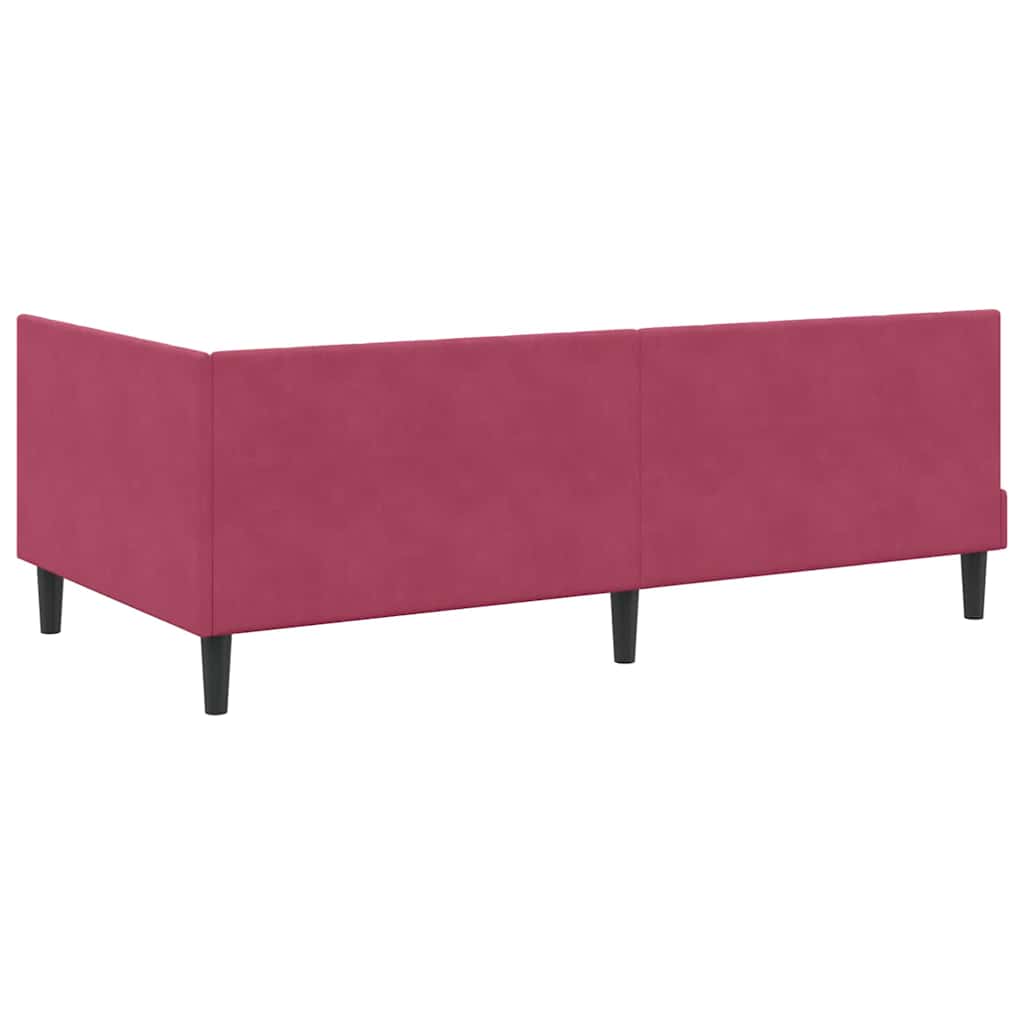 Hjørnesengramme Med Madras Vinrød 90 X 190 Cm Fløjl - Billede 9