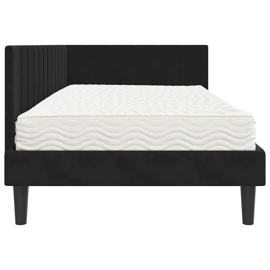 Hjørnesengramme Med Madras Sort 90 X 190 Cm Fløjl - Billede 8
