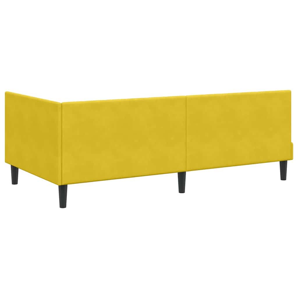 Hjørnesengramme Med Madras Med Hovedgærde Gul 90 X 190 Cm Fløjl - Billede 9