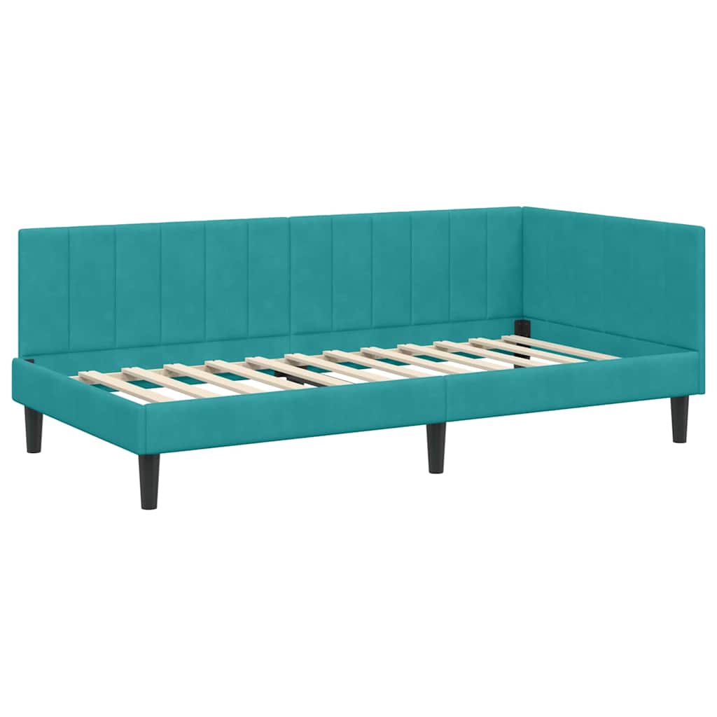 Hjørnesengramme Med Madras Turkis 90 X 190 Cm Fløjl - Billede 6