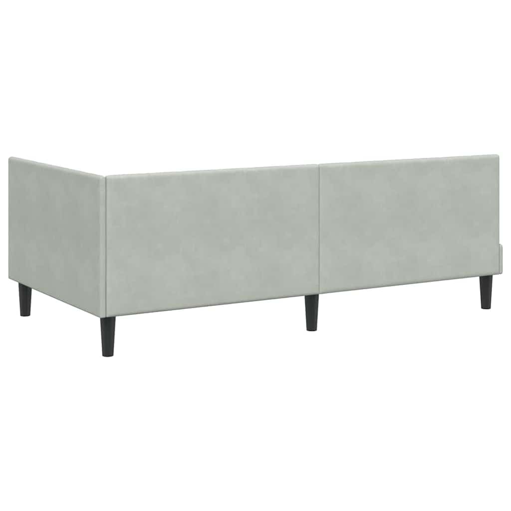 Hjørnesengramme Med Madras Lysegrå 90 X 200 Cm Fløjl - Billede 9