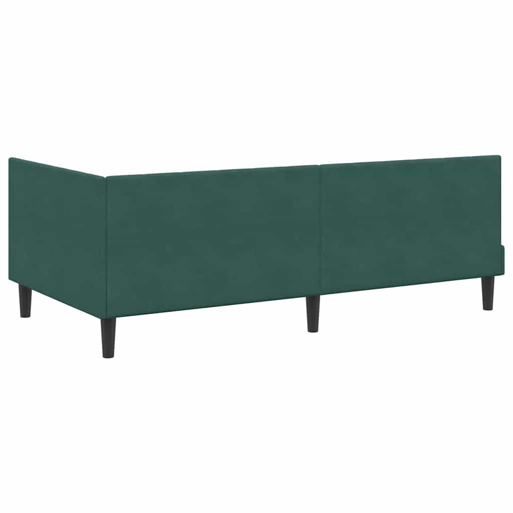 Hjørnesengramme Med Madras Mørkegrøn 90 X 200 Cm Fløjl - Billede 9