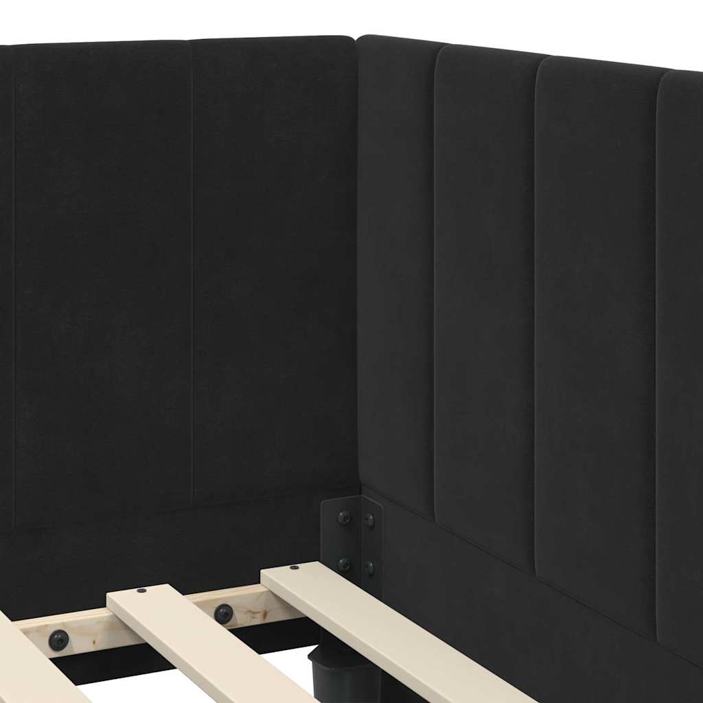 Hjørnesengramme Med Madras Sort 90 X 200 Cm Fløjl - Billede 10