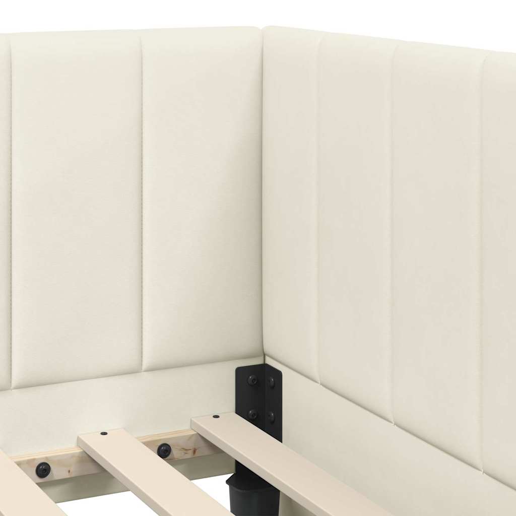 Hjørnesengramme Med Madras Creme 90 X 200 Cm Fløjl - Billede 10