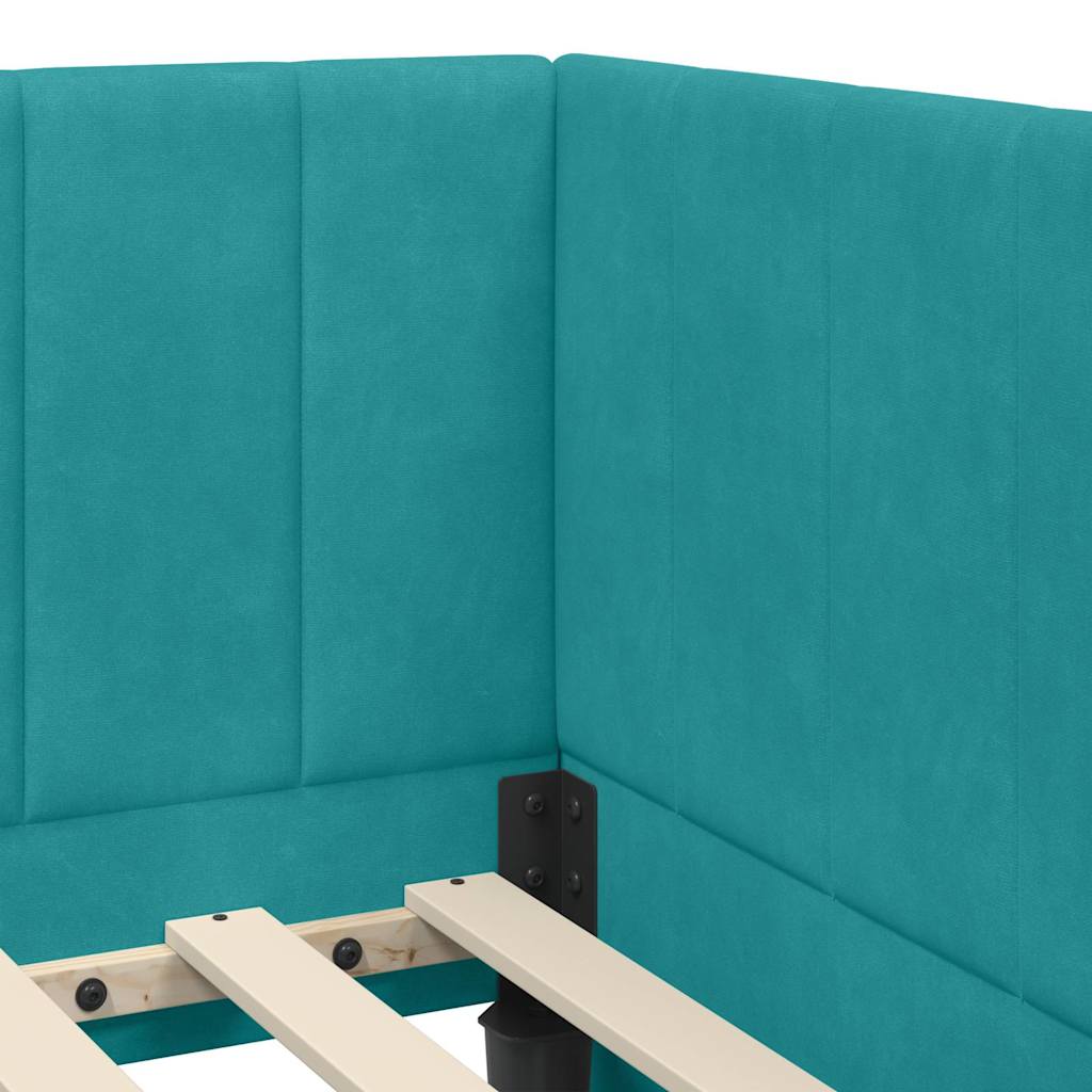 Hjørnesengramme Med Madras Turkis 90 X 200 Cm Fløjl - Billede 10