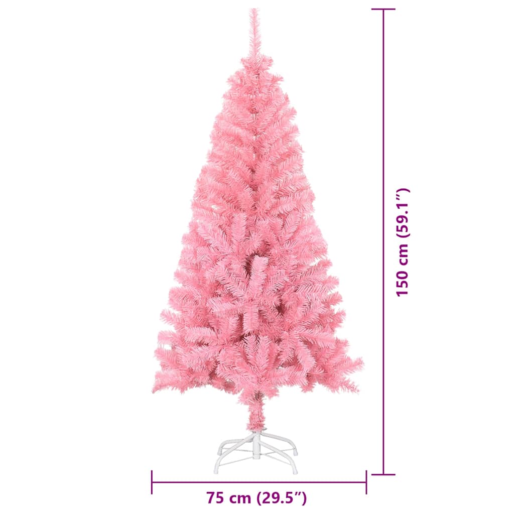 Juletræ Med 150 Led'er Med Stativ Lyserød 150 Cm Pvc - Billede 18