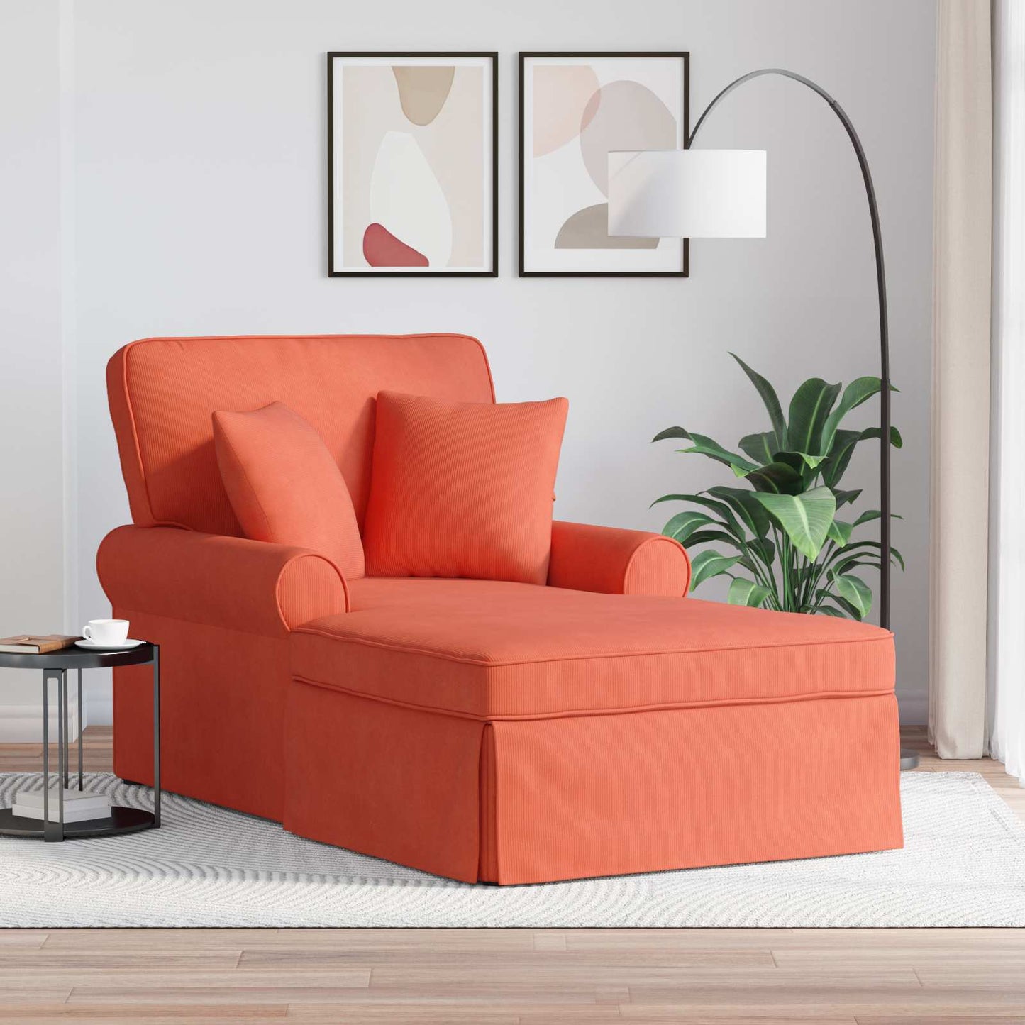 Chaise Lounge Med Volant Med Pude 3 Dele Velourstof
