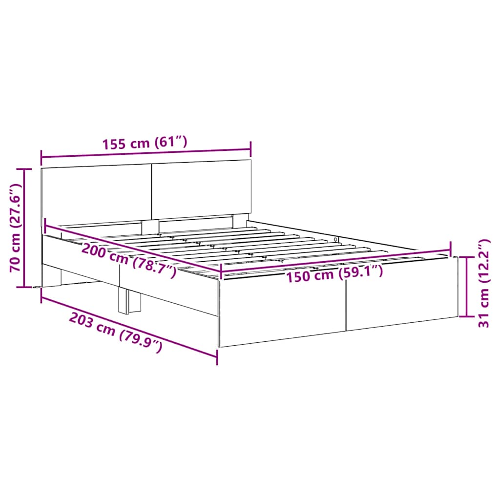 Sengestel Artisan Egetræ 150 X 200 Cm Konstrueret Træ - Billede 12