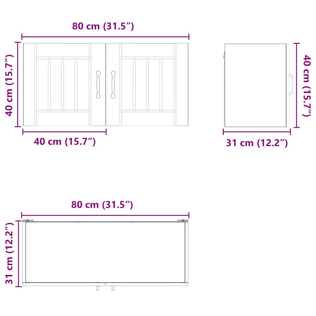 Køkkenskab Lucca Højglans 80 X 31 X 40 Cm Konstrueret Træ - Billede 12