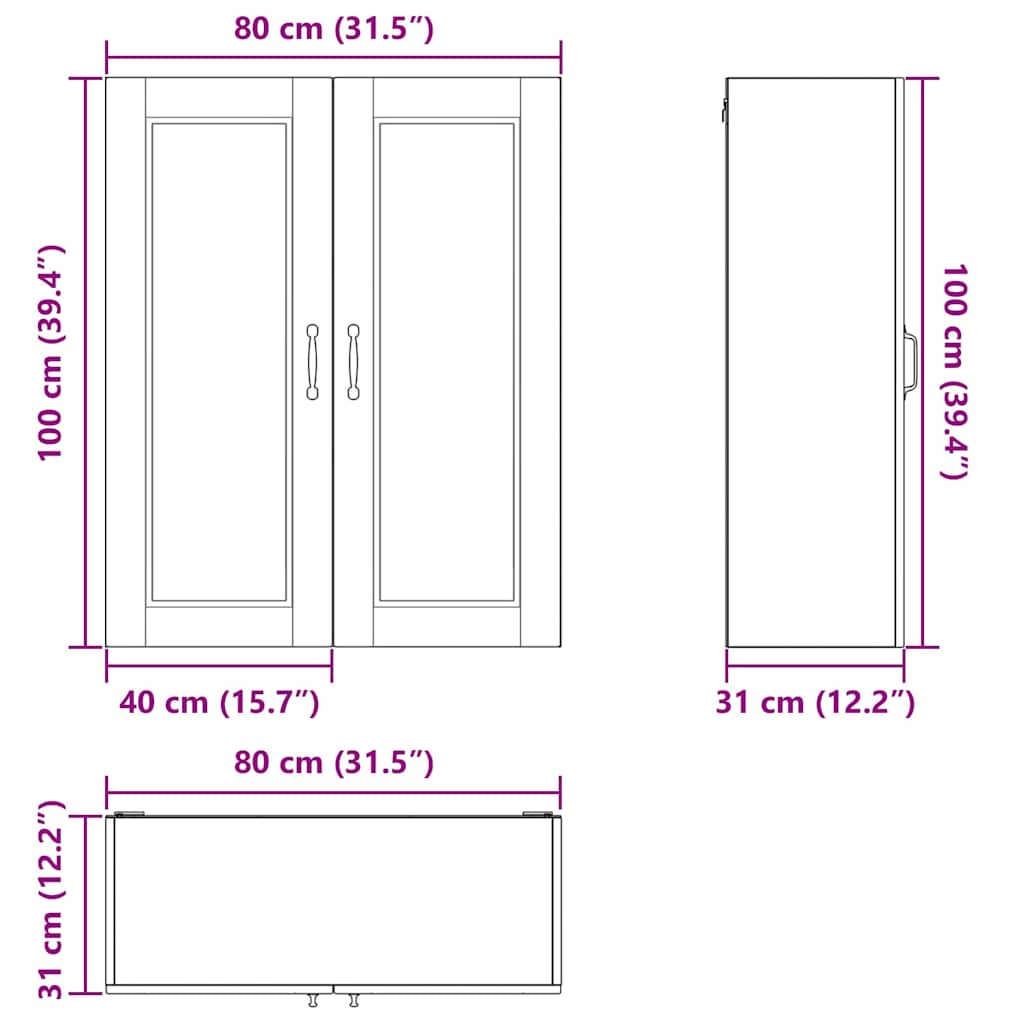 Køkkenskab Med Hylde 80 X 31 X 100 Cm Konstrueret Træ - Billede 12