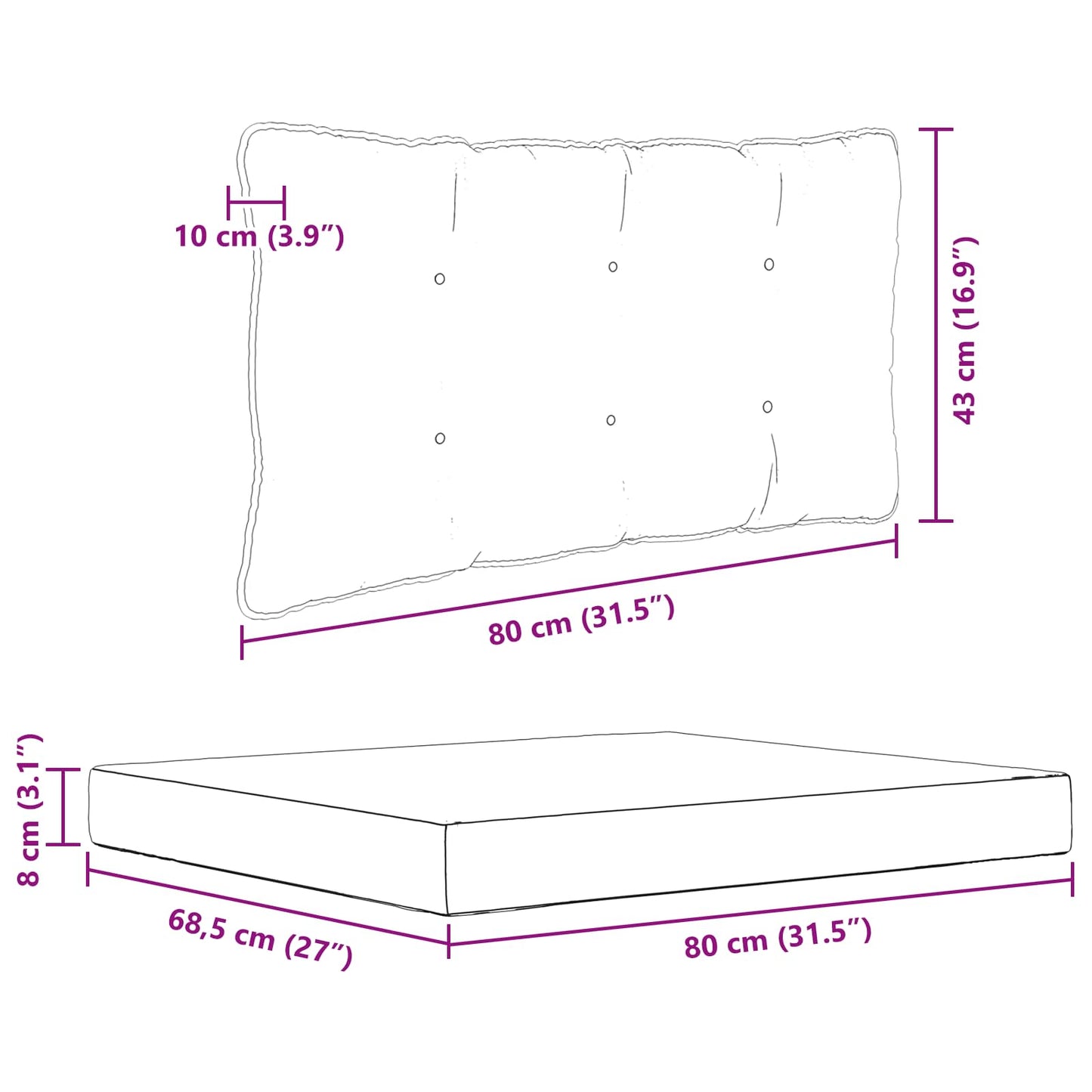 Udendørs Sofa Pude 2 Dele Polyester - Billede 9