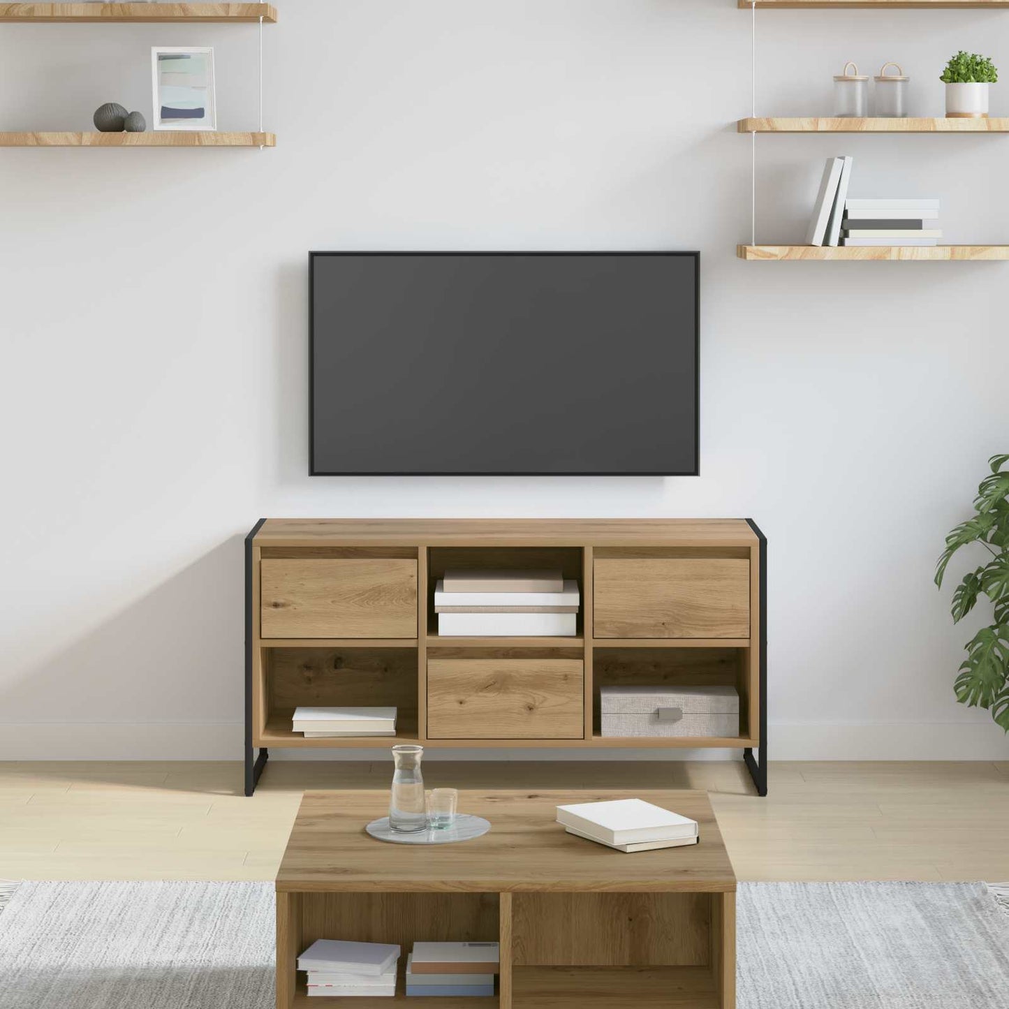 Tv-skab Med Skuffe 100 X 36 X 49,5 Cm Konstrueret Træ