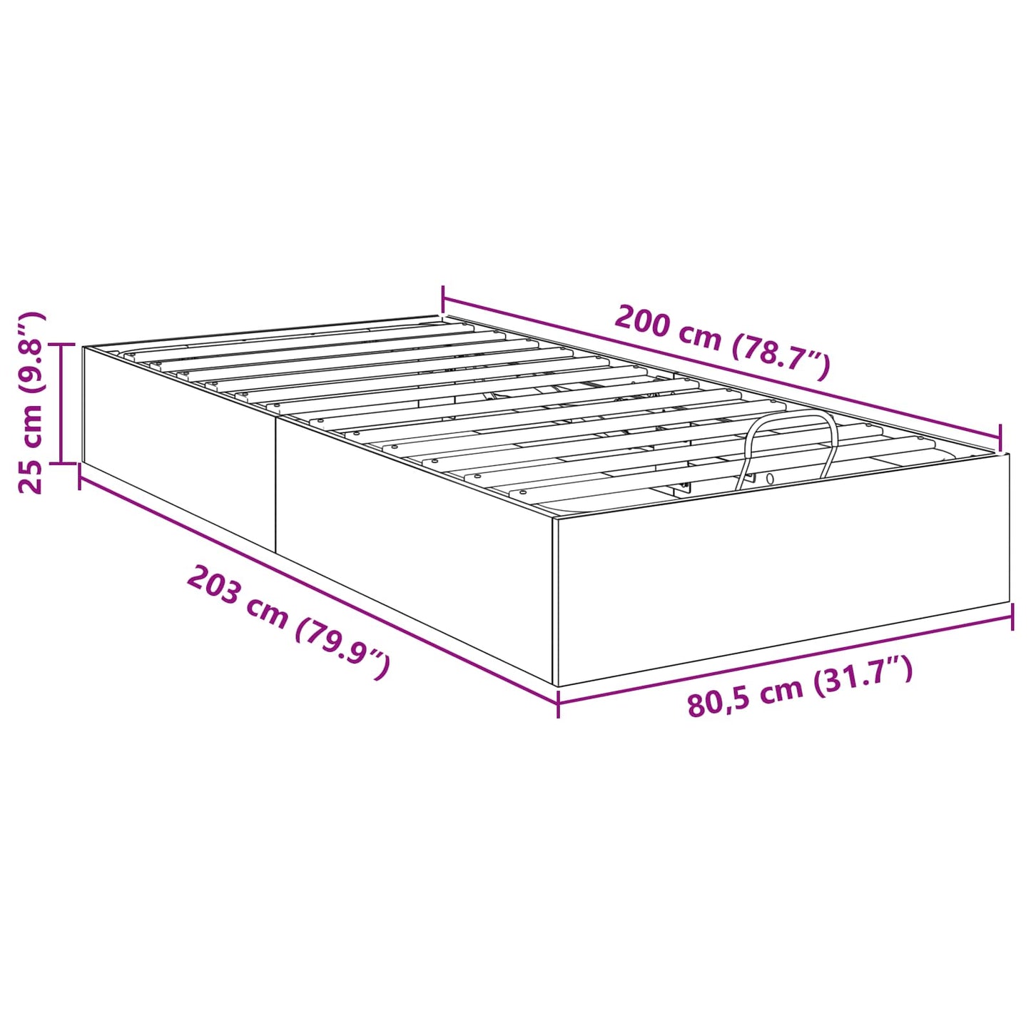 Ottoman Sengestel Sonoma Eg 203 X 80,5 X 25 Cm Konstrueret Træ - Billede 12