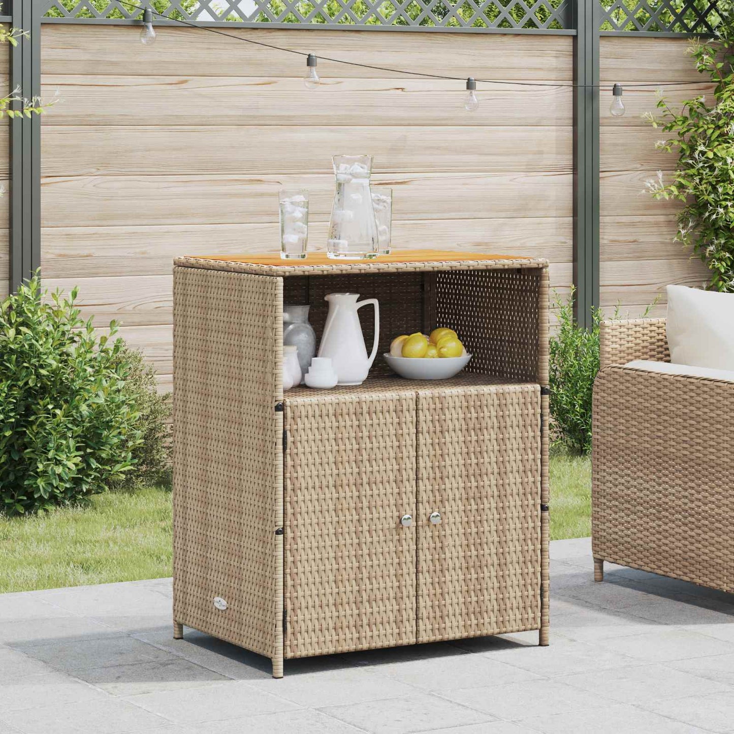 Kabinet Med Hylde 70 X 50 X 87 Cm Polyester Og Roly Rattan - Variant 42026914