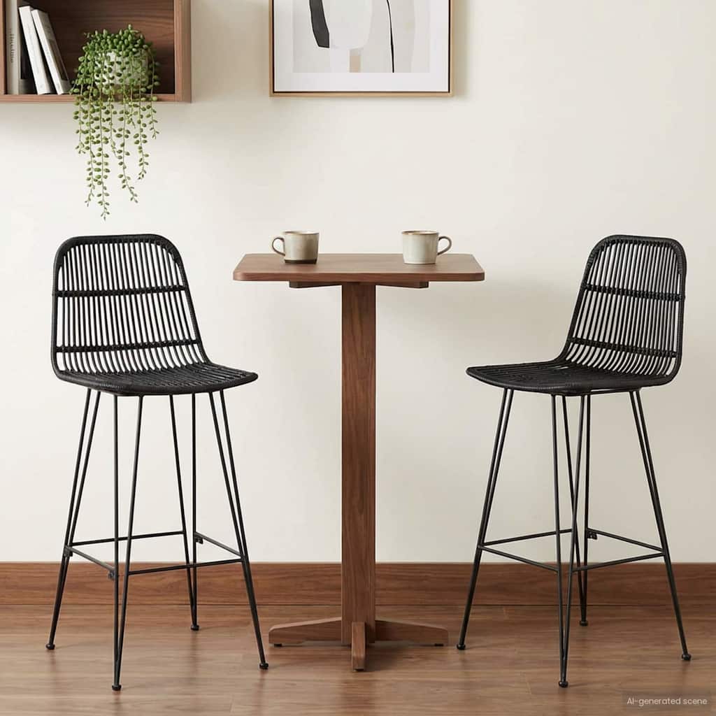 Barbænk 2 Dele 44 X 55 X 109 Cm Rattan Og Stål - Variant 42033211