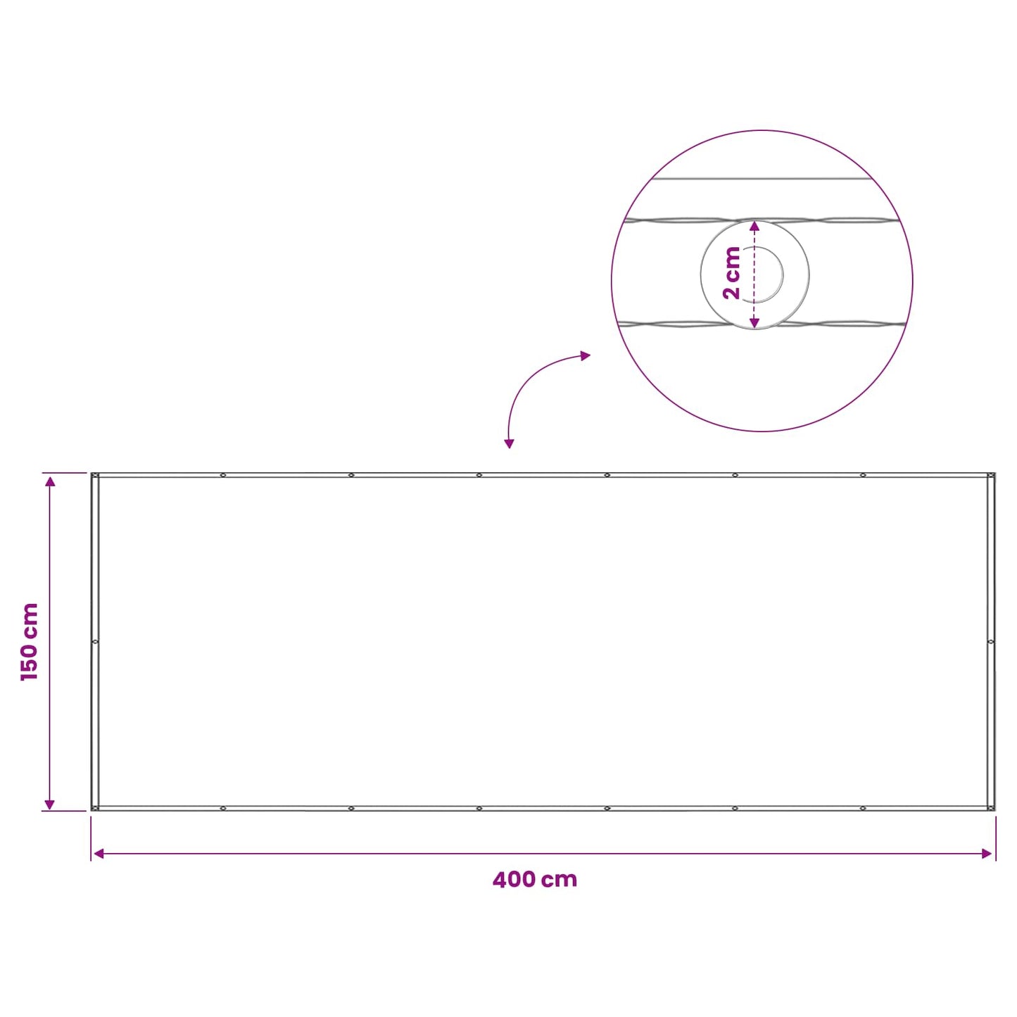 Balkon Afskærmning 150 X 400 Cm Stof Med Pu-belægning - Billede 6