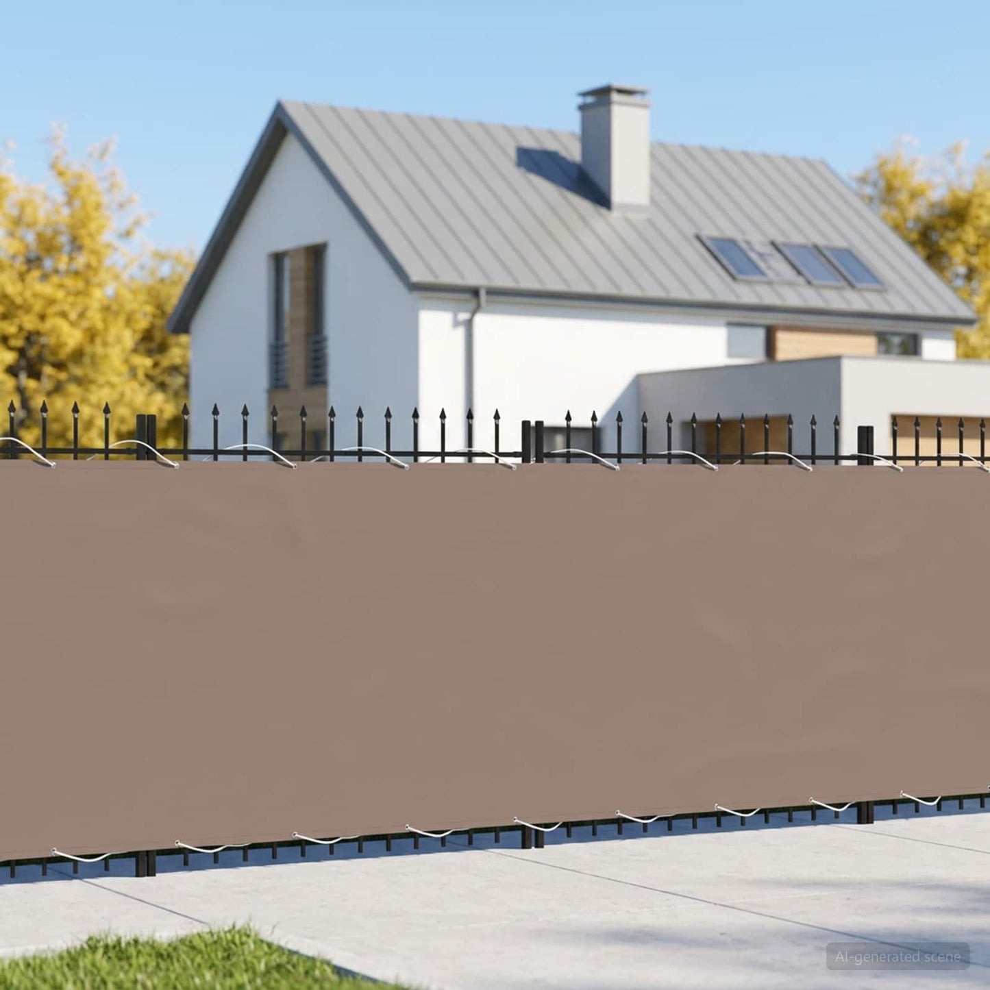 Balkon Afskærmning Stof Med Pu-belægning Gråbrun - Variant 42036528