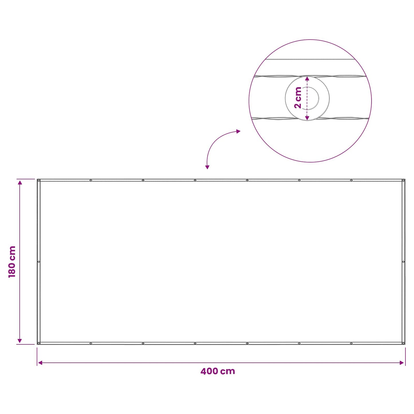 Balkon Afskærmning 180 X 400 Cm Stof Med Pu-belægning - Billede 6