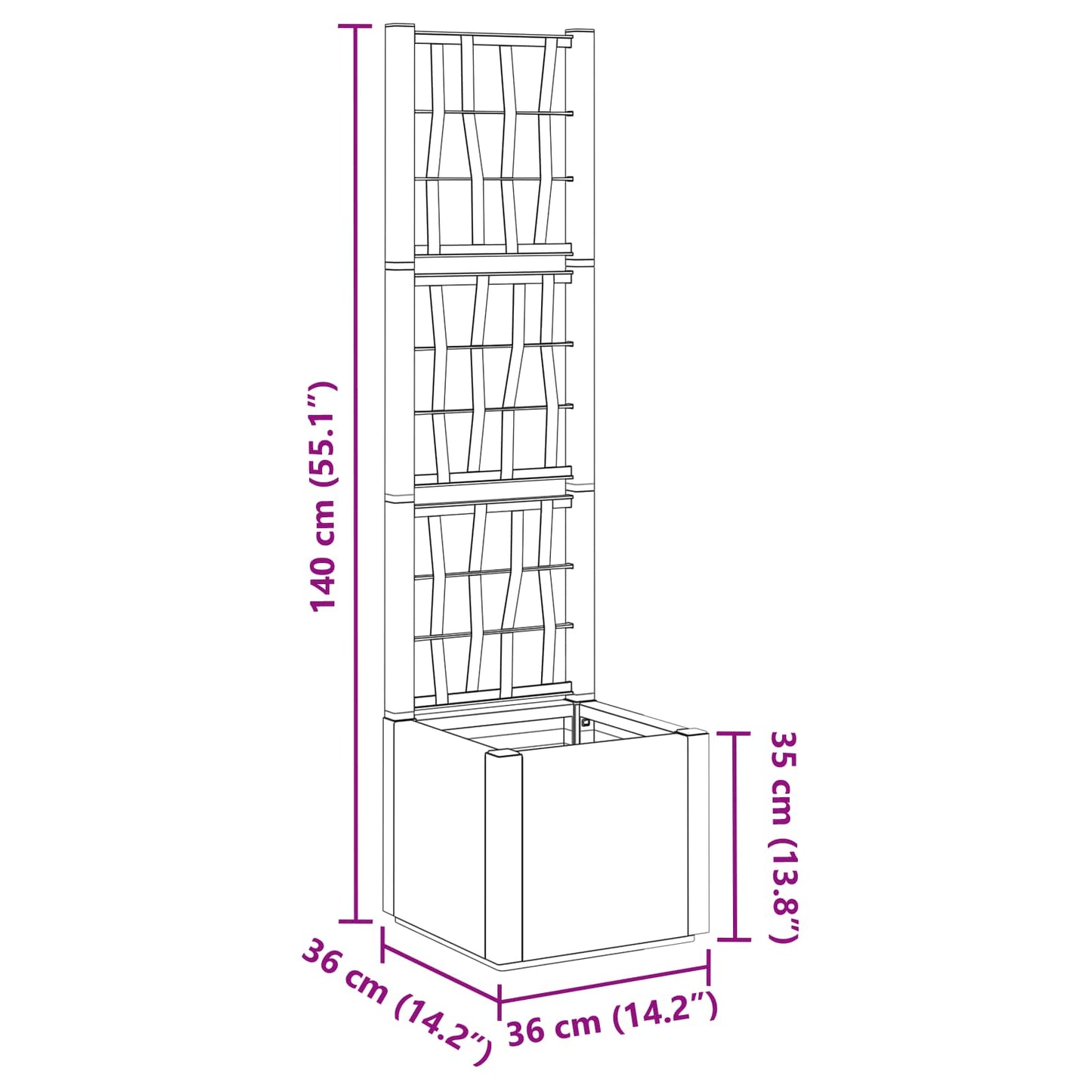Havekrukke Med Trellis 36 X 36 X 140 Cm Pp - Billede 9